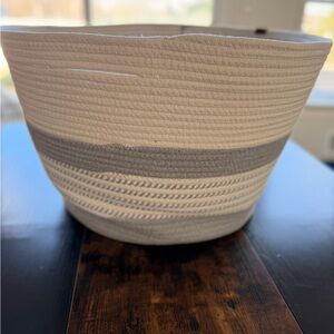 Striped Cotton Rope Storage Basket - White & Gray XL